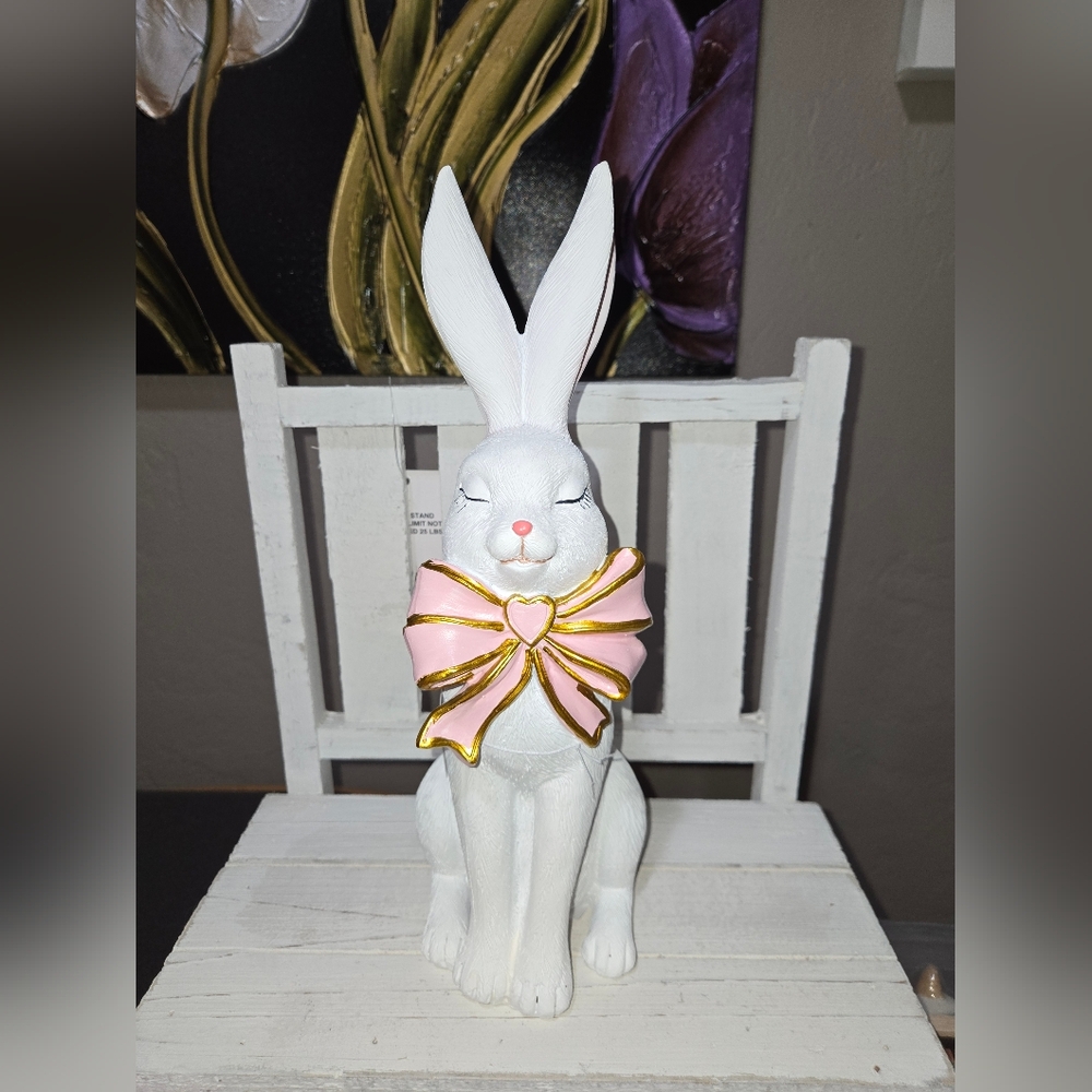 Bunny Wearing A Pink And Gold Bow